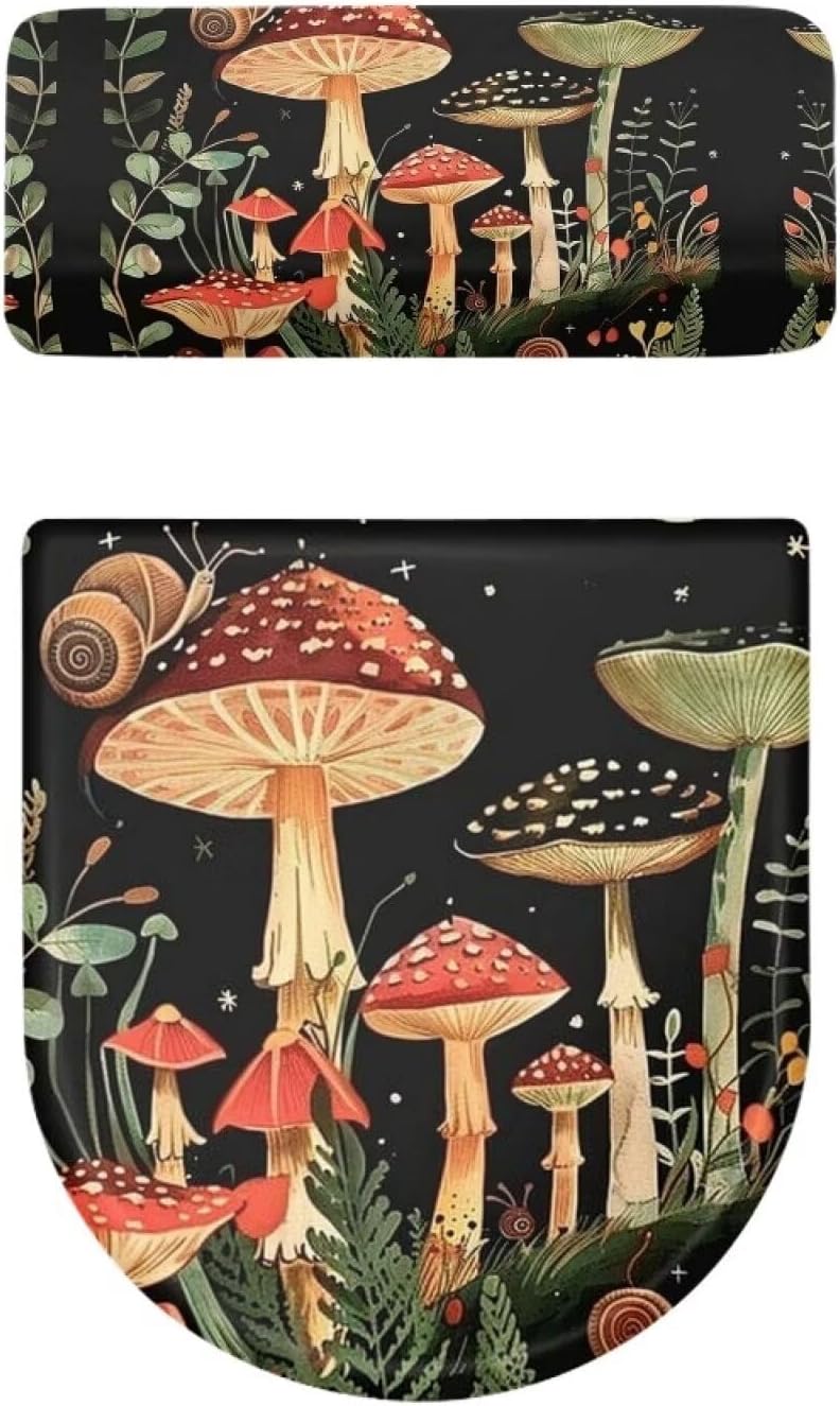 Flashideas Mushroom Toilet Lid Cover and Toilet Tank Cover 2Pcs Toilet Seat Cover and Tank Lid Covers Stretch Toilet Covers Set for Bathroom Fits Most Toilet Tanks & Lids - Image 5